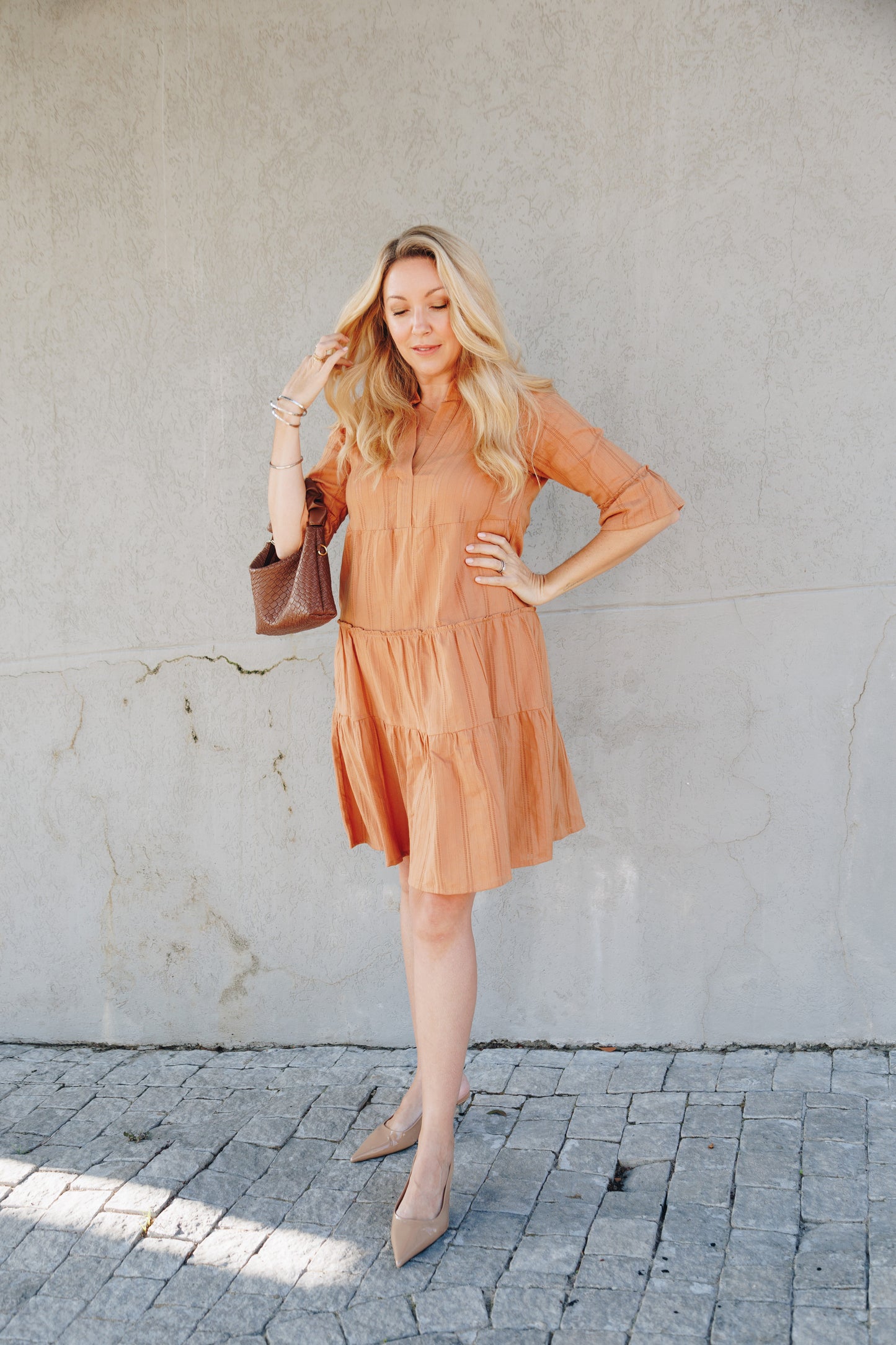 Bailey G X Kate Jordan Greek Dress in Toffee