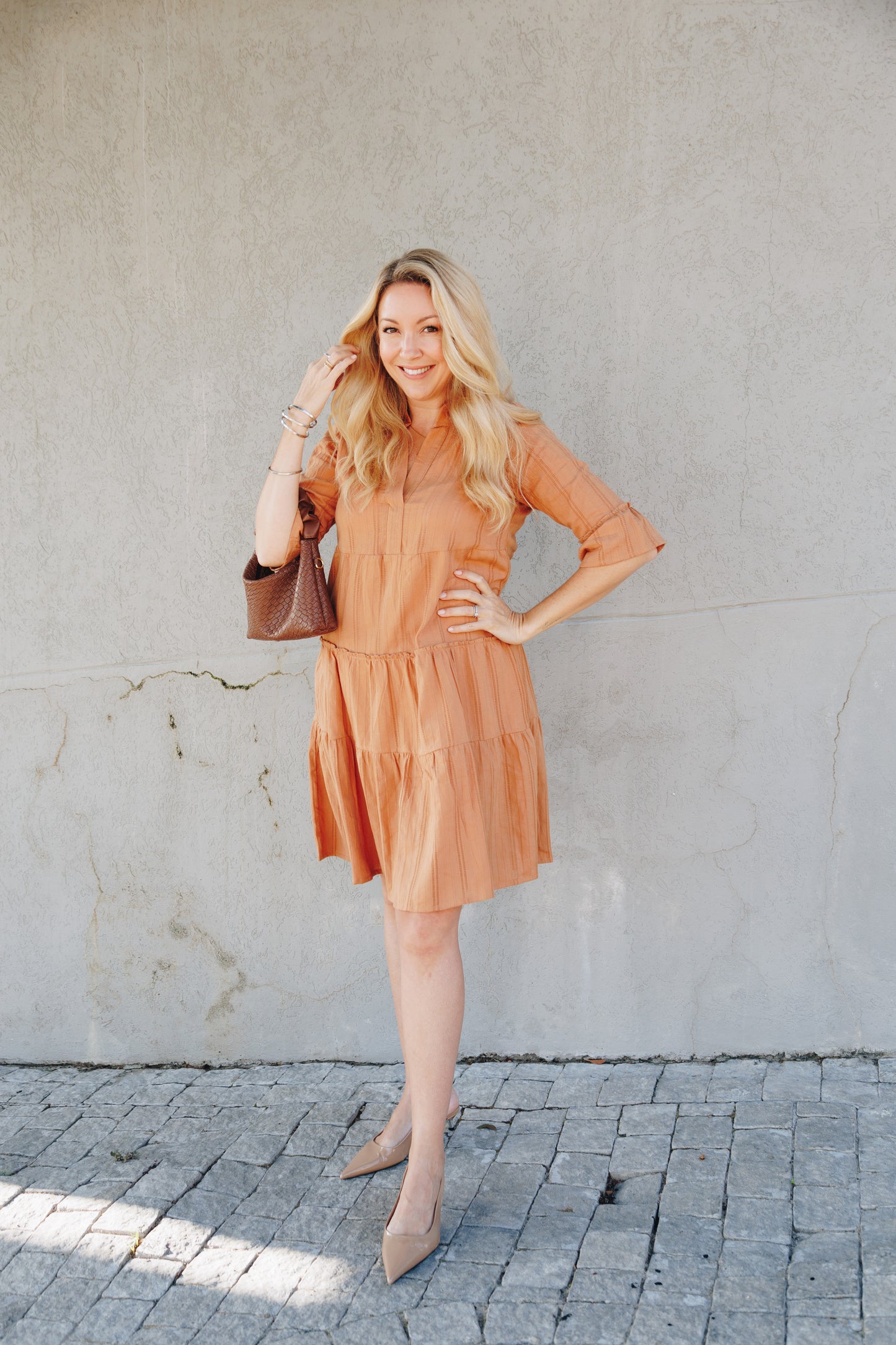 Bailey G X Kate Jordan Greek Dress in Toffee
