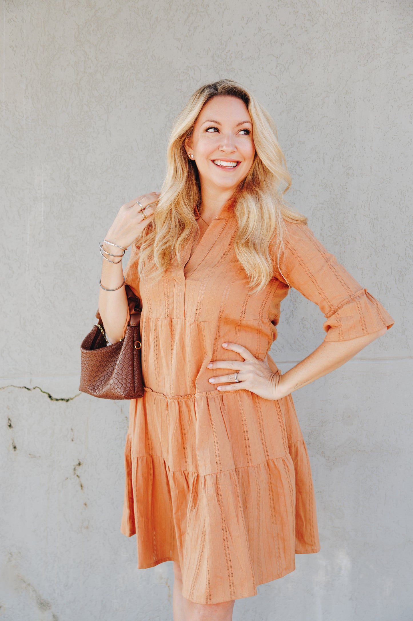 Bailey G X Kate Jordan Greek Dress in Toffee